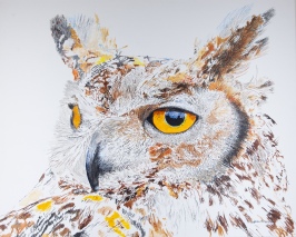Max, The Great Horned Owl Hearing Hooting, 24" x 30" Acrylic on canvas, $1375 at UGallery.com SOLD
